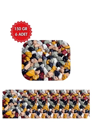 Çiçek Çakıltaşı Çikolata 6'lı Paket 6x150 gr - Renkli Taş Görünümlü Draje Kahve Yanı