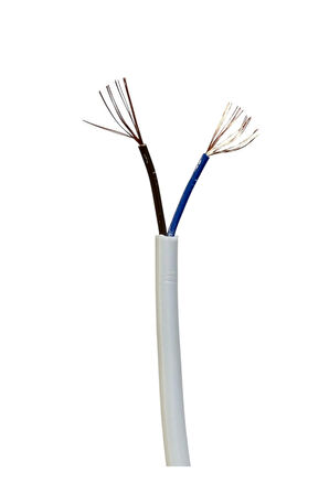 Aydınlatma Elektrik Kablosu (2*0,50 TTR Yuvarlak Tip) (Tam Bakır) Beyaz 3 Metre