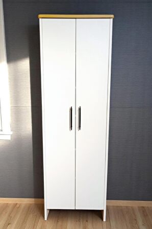 İki Kapaklı Raflı Çok Amaçlı Dolap Beyaz 182cm