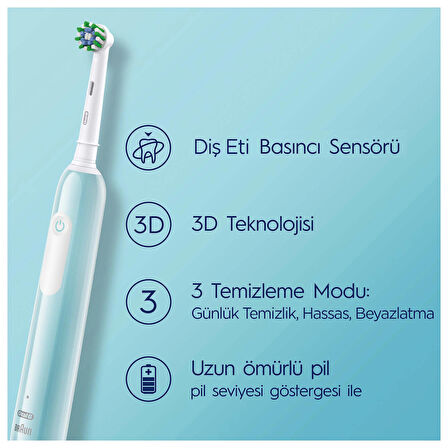 Oral-B Pro Series 1 Mavi Elektrikli Diş Fırçası, 1 Diş Fırçası Başlığı, Braun Tasarımı