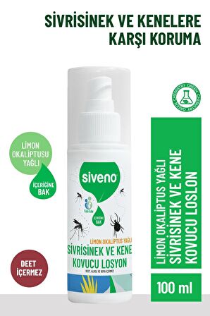 Siveno Sivrisinek ve Kene Kovucu Sprey Losyon Bitkisel Tüm Vücut İçin Aile Boy 100 ml