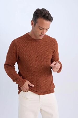 DeFacto Standart Fit Normal Kesim Bisiklet Yaka Dokulu Basic Düz Triko Kazak R1175AZ24WNOG78
