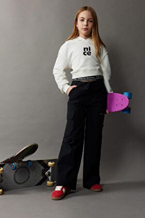 DeFacto Kız Çocuk Relax Fit Kapüşonlu Baskılı Sweatshirt E0462A825SPER85
