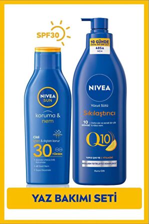 Nivea Sun Güneş Koruyucu Nemlendirici Losyon Spf30 200ml, Q10 Sıkılaştırıcı Vücut Sütü 400ml, C Vitamini