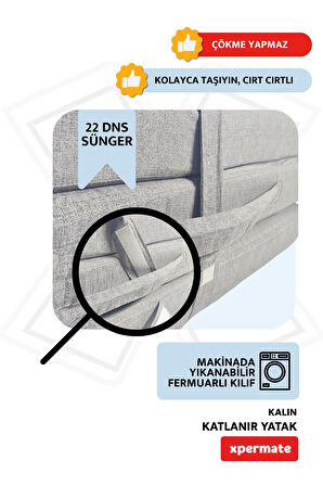 Xpermate Katlanır Yatak Yer Yatağı  Katlanır Sünger Yatak Misafir Yatağı 70X180X6 Gri