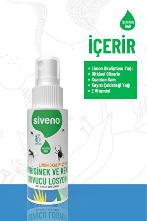 Siveno Sivrisinek ve Kene Kovucu Sprey Losyon Bitkisel Tüm Vücut İçin Seyahat Tatil Boy 50 ml