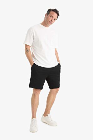 DeFacto Slim Fit Dar Kesim Cepli Pamuklu Basic Düz Bermuda Şort W1105AZ25SPBK81