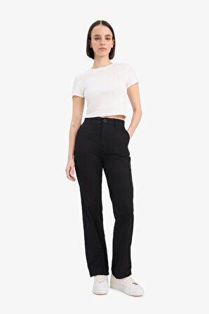 DeFacto Coool Straight Fit Gabardin Pantolon Yüksek Bel E4346AX25SPBK27