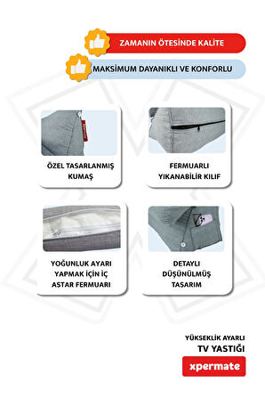 PERMATE Yükseklik Ayarlı Tv Yastığı Bel Destek Yastığı Sırt Yastığı Boyun Destekli Yastık Ameliyat Sonrası Yastık Antrasit