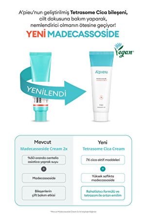 Hassas ve Yıpranmış Ciltler için Cica İçerikli Krem A'PIEU Madecassoside Tetrasome Cica Cream 50ml