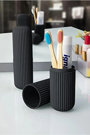 Seyahat Tipi Aksesuar Taşıma Kabı Gözlük Diş Macunu Diş Fırçası Saklama Kutusu Siyah Makyaj Fırçası