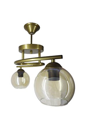 Fuji Eskitme 2'li Bal Camlı Avize | Kaliteli Modern Metal Avize