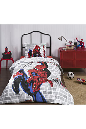 Özdilek Spiderman Super Hero Tek Kişilik Disney Lisanslı Lastikli Fitted Çarşaf Kapitone Çocuk Nevresim Takımı