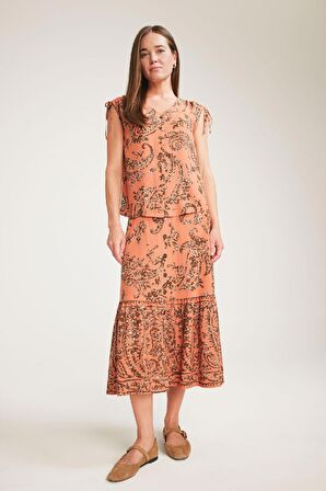 DeFacto Regular Fit V Yaka Desenli Kısa Kollu Gömlek F0987AX25SMOG327