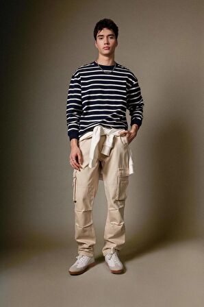 DeFacto Gabardin Pantolon Wide Leg Bol Rahat Kesim Kargo Cepli Düz Paça B5286AX24SPBG700