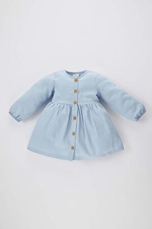 DeFacto Kız Bebek Uzun Kollu Twill Basic Elbise B7735A524SPBE789
