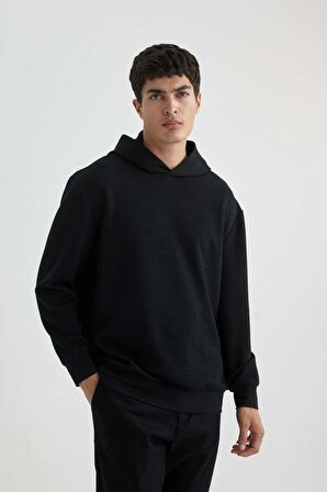 DeFacto Oversize Geniş Kalıp Kapüşonlu Kapitone Sweatshirt B6492AX24SPBK81