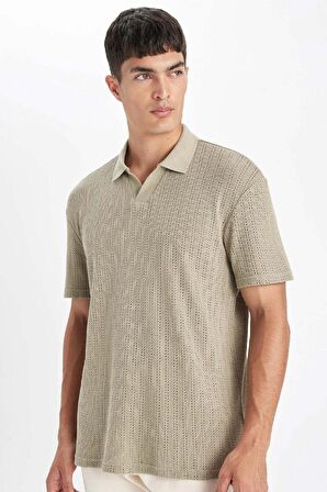 DeFacto Regular Fit Kısa Kollu Dokulu Triko Polo Tişört D4810AX24SMKH96