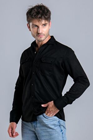 Çift Cep Kapaklı Mevsimlik Süet Gömlek XC U16463