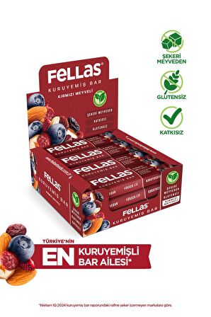 Kırmızı Meyveli Kuruyemiş Bar 30 gr X 12 Adet