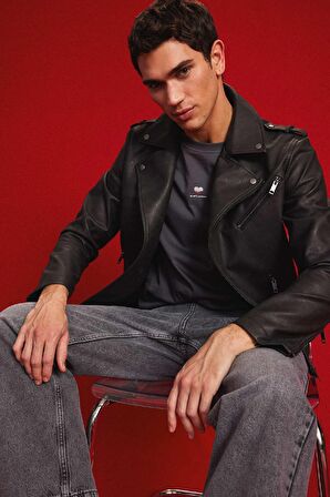 DeFacto Su İtici Suni Deri Mont Ceket Gömlek Yaka Fermuarlı Cepli D6244AX25SPBK27