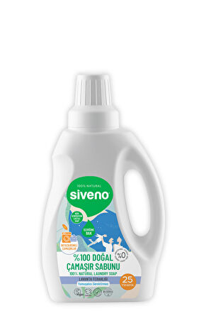 Siveno %100 Doğal Çamaşır Sabunu Siveno %100 Bitkisel Deterjan Yumuşatıcı Gerektirmez Konsantre Vegan 750 ml