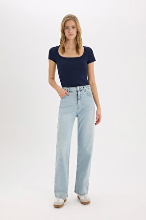 Slim Fit Dar Kesim Yuvarlak Yaka Basic Düz Fitilli Kaşkorse Kısa Kollu Tişört