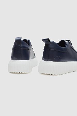 Lacivert Kalın Beyaz Tabanlı Bağcıklı Sneaker Ayakkabi 3EC09ORT0381