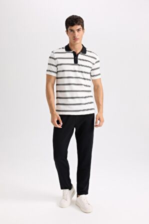 DeFacto Slim Fit Dar Kesim Çizgili Polo Tişört D4720AX24SMWT32