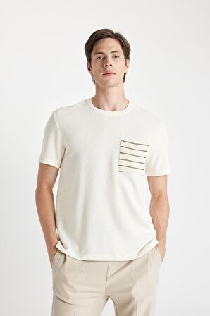 DeFacto Regular Fit Bisiklet Yaka Kısa Kollu Havlu Kumaş Tişört A8695AX24SMER140