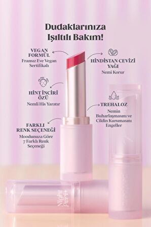 Yoğun Nemlendirme Sunan Vegan Dudak Balmı Peripera Ink Mood Glowy Balm (#9 Pinkmmelier) (Night Peri)