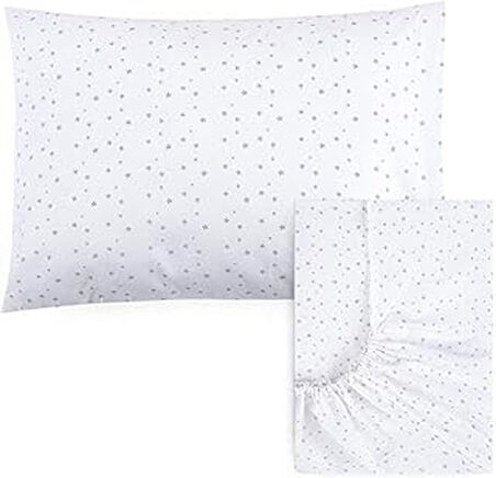 Funna Baby Çarşaf & Yastık Kılıfı Seti - Star - Gri - 70 x 130 Cm