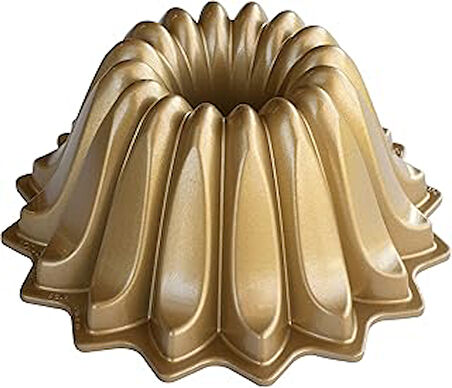 Nordicware kek kalıbı pasta kalıbı-Lotus, alüminyum, altın, 21,6 x 21,6 x 9,5 cm