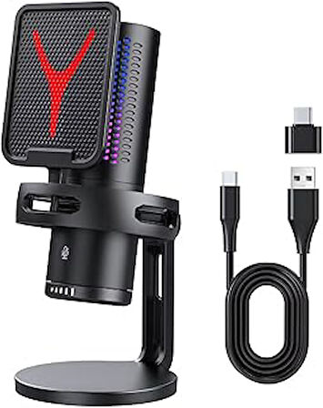 Yanmai Bilgisayar Masaüstü Profesyonel Vlog Canlı Yayın Podcast Mikrofon Kiti Tak Çalıştır USB Kablolu Örnekleme Hızı 48KHZ, Frekans Yanıtı 80HZ-16KHZ GM7-B