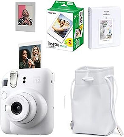 Fujifilm Instax Mini 12 Fotoğraf Makinesi-20li Film-Büzgülü Kılıf-64lü Albüm ve Mıknatıslı Çerçeve Seti 1