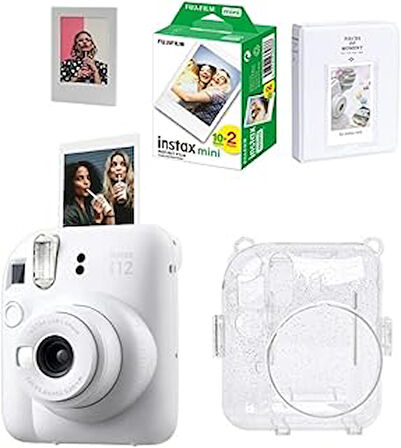 Fujifilm Instax Mini 12 Fotoğraf Makinesi-20li Film-Simli Pleksi Kılıf-64lü Albüm ve Mıknatıslı Çerçeve Set 1