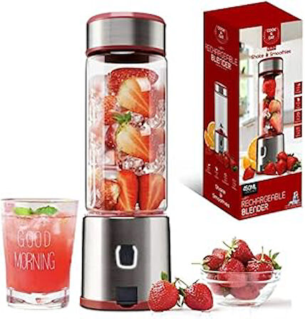 Taşınabilir Şarjlı 450 ml Hacimli Paslanmaz Çelik 6 Bıçaklı Buz Kırabilen Kişisel Blender, Spor, Bebek, Seyehat, Smoothie, Milkshake, Kırıcı, Parçalıyıcı