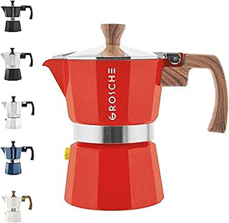 Grosche Milano Moka Pot Kırmızı 3 Cup 150 ml