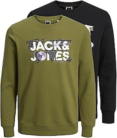 JACK & JONES CORE Erkek JCODUST SWEAT HOOD SN 2PK MP Sweatshirt, Siyah , M