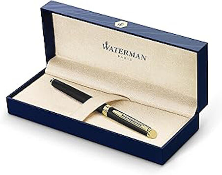 Waterman Hemisphere Mat Siyah Altın Tasarımlı Roller Kalem, Ince Uç, Siyah Mürekkep