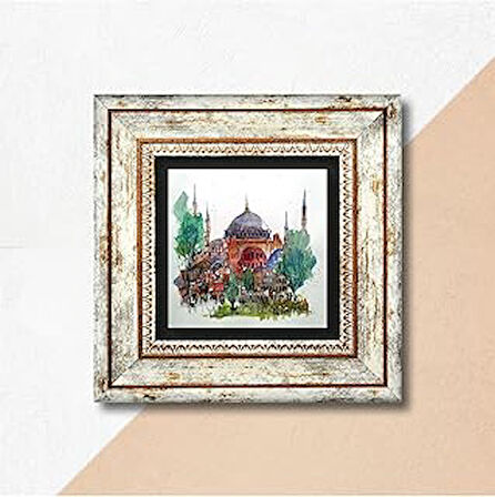 Pinecone İstanbul Ayasofya Taş Duvar Tablosu Çerçeveli Duvar Dekoru Wall Art T1-90