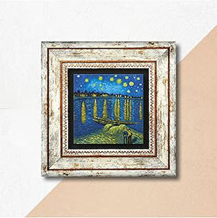 Pinecone Vincent van Gogh Ren Nehri’nde Yıldızlı Bir Gece Taş Duvar Tablosu Çerçeveli Duvar Dekoru Wall Art K1-293