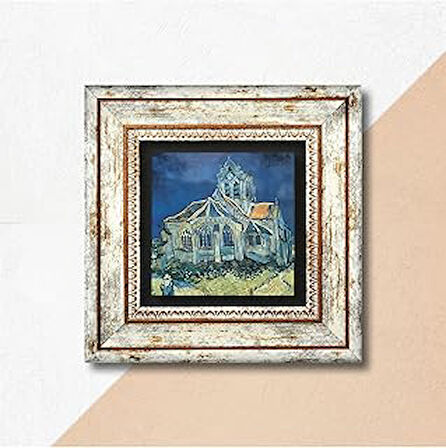 Pinecone Vincent van Gogh Auvers'deki Kilise Taş Duvar Tablosu Çerçeveli Duvar Dekoru Wall Art K1-289