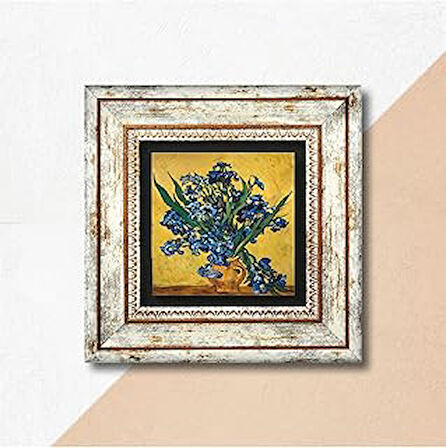 Pinecone Van Gogh Süsenler Taş Duvar Tablosu Çerçeveli Duvar Dekoru Wall Art T1-287