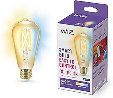 WİZ Wi-Fi 50W Sarı/Beyaz Amber Cam Akıllı Filament Ampul ST64 E27