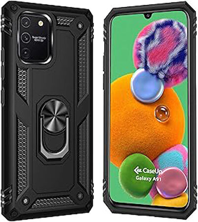 CaseUp Galaxy A91, CaseUp Magnetic Ring Uyumlu Kılıf Siyah