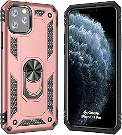 CaseUp iPhone 11 Pro, CaseUp Magnetic Ring Uyumlu Kılıf Rose