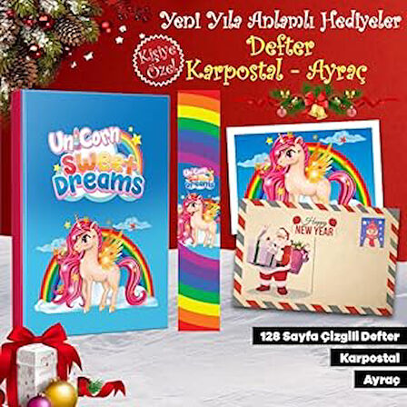 Halk Kitabevi Kişiye Özel Kartpostallı Hediye Seti - 1 Sweet Dreams 128 Sayfa Defter 1 Kartpostal 1 Ayraç