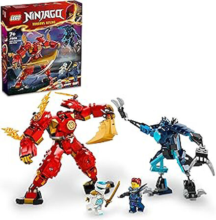 NINJAGO Kai’nin Ateş Elementi Robotu 71808-7 Yaş ve Üzeri Çocuklar için Ninja Figürü İçeren Yaratıcı Oyuncak Yapım Seti