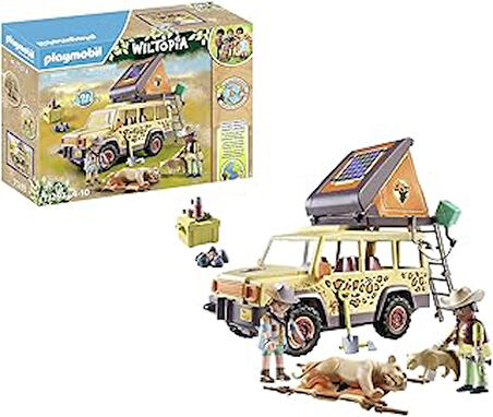 Playmobil Wiltopia 71293 Aslanlar ve Arazi Aracı, Savanada Macera Dolu Hayvan Bakımı, Sürdürülebilir Malzemeden Eğitici Oyuncak, 4 Yaşından Büyük Çocuklar İçin Oyuncak